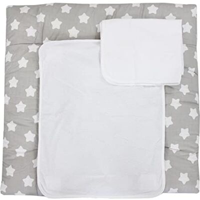 TupTam Tapis à Langer avec 2 Housses Éponge Bébé, Gris Gros Blanc étoiles, 76 x 76 cm - Publicité TupTam Tapis à Langer avec 2 Housses Éponge Bébé, Gris Gros Blanc étoiles, 76 x 76 cm - Publicité