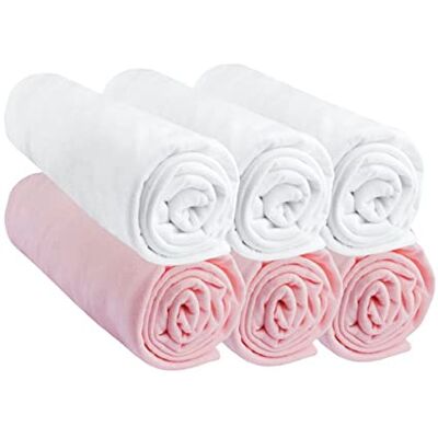 Easy Dort Lot de 6 Draps Housse 60x120 cm Lit Bébé, Berceau, Lit Parapluie 60 x 120 100% Coton Rose + Blanc Extensible & Respirant Sommeil sain Marque Label Oeko-Tex Fabriqué en Europe - Publicité Easy Dort Lot de 6 Draps Housse 60x120 cm Lit Bébé, Berceau, Lit Parapluie 60 x 120 100% Coton Rose + Blanc Extensible & Respirant Sommeil sain Marque Label Oeko-Tex Fabriqué en Europe - Publicité