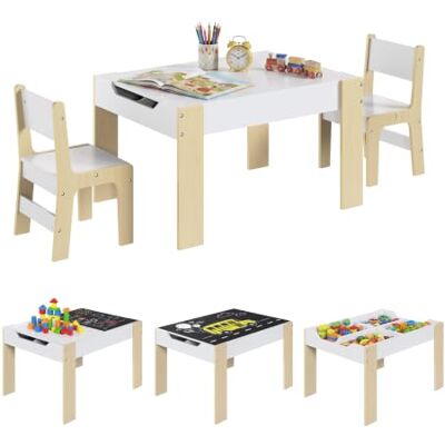 WOLTU 3 pièces. Ensemble table et chaises pour enfants avec table et 2 1 table avec 2 chaises, table de jeu pour enfants avec espace de rangement pratique, plateau de table réversible pour - Publicité WOLTU 3 pièces. Ensemble table et chaises pour enfants avec table et 2 1 table avec 2 chaises, table de jeu pour enfants avec espace de rangement pratique, plateau de table réversible pour - Publicité