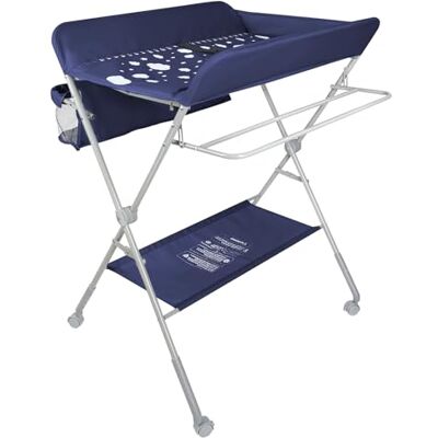 LANTUS Table à langer pour bébé avec roues, station à langer pliante portable à hauteur réglable avec organiseur de pépinière et support de rangement80*58 * 90 cm-bleu marine - Publicité LANTUS Table à langer pour bébé avec roues, station à langer pliante portable à hauteur réglable avec organiseur de pépinière et support de rangement80*58 * 90 cm-bleu marine - Publicité