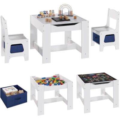 WOLTU Table Enfant avec 2 Chaises, Dès 3 Ans, Couleur Blanc/Gris/Bleu Bureau Enfant avec Espace de Rangement, Tableau Noir et Blanc, Paniers de Rangement, 62x62x48 cm - Publicité WOLTU Table Enfant avec 2 Chaises, Dès 3 Ans, Couleur Blanc/Gris/Bleu Bureau Enfant avec Espace de Rangement, Tableau Noir et Blanc, Paniers de Rangement, 62x62x48 cm - Publicité
