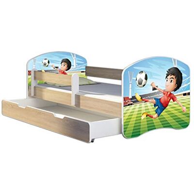 ACMA Lit Enfant Junior TIROIR Matelas Gratuite CHÊNE Sonoma II (13 Joueur de Foot, 160 x 80 cm + tiroir) - Publicité ACMA Lit Enfant Junior TIROIR Matelas Gratuite CHÊNE Sonoma II (13 Joueur de Foot, 160 x 80 cm + tiroir) - Publicité