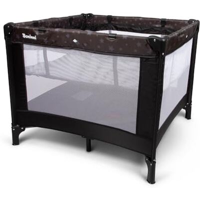 Baninni 2-en-1 Lit Parapluie avec Réhausseur Neva Noir Étoiles - Publicité Baninni 2-en-1 Lit Parapluie avec Réhausseur Neva Noir Étoiles - Publicité