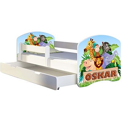 ACMA Lit Enfant Junior TIROIR Matelas Gratuite Blanc II (02N Le prénom Animaux, 140x70 cm + tiroir) - Publicité ACMA Lit Enfant Junior TIROIR Matelas Gratuite Blanc II (02N Le prénom Animaux, 140x70 cm + tiroir) - Publicité