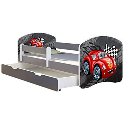 ACMA Lit Enfant Junior TIROIR Matelas sommier Gratuite Gris Meubles pour Enfants II (05 Voiturette Rouge, 140 x 70 cm + tiroir) - Publicité ACMA Lit Enfant Junior TIROIR Matelas sommier Gratuite Gris Meubles pour Enfants II (05 Voiturette Rouge, 140 x 70 cm + tiroir) - Publicité