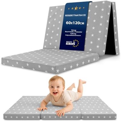 Totsy Baby Matelas Bébé 60x120 cm pour Lit Parapluie pliable Housse amovible lavable à 30 degrés sac de transport inclus mousse ferme dessous aéré compact enfant voyage Étoiles et gris - Publicité Totsy Baby Matelas Bébé 60x120 cm pour Lit Parapluie pliable Housse amovible lavable à 30 degrés sac de transport inclus mousse ferme dessous aéré compact enfant voyage Étoiles et gris - Publicité