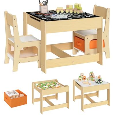 WOLTU 1 Table d'enfant + 2 chaises avec Espace de Rangement pour Enfants d'âge préscolaire - Publicité WOLTU 1 Table d'enfant + 2 chaises avec Espace de Rangement pour Enfants d'âge préscolaire - Publicité