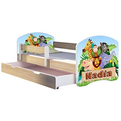 ACMA Lit Enfant Junior TIROIR Matelas Gratuite CHÊNE Sonoma II (02N Le prénom Animaux, 140 x 70 cm + tiroir) - Publicité ACMA Lit Enfant Junior TIROIR Matelas Gratuite CHÊNE Sonoma II (02N Le prénom Animaux, 140 x 70 cm + tiroir) - Publicité