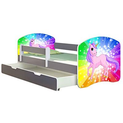 ACMA Lit Enfant Junior TIROIR Matelas sommier Gratuite Gris Meubles pour Enfants II (18 Poney Arc-en-Ciel, 180 x 80 cm + tiroir) - Publicité ACMA Lit Enfant Junior TIROIR Matelas sommier Gratuite Gris Meubles pour Enfants II (18 Poney Arc-en-Ciel, 180 x 80 cm + tiroir) - Publicité