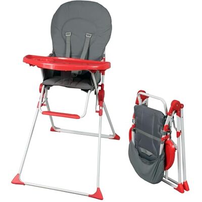 Bambisol Chaise Haute Bébé Pliable Fixe Ultra Compacte et Légère, Tablette Amovible Réglable Rouge - Publicité Bambisol Chaise Haute Bébé Pliable Fixe Ultra Compacte et Légère, Tablette Amovible Réglable Rouge - Publicité