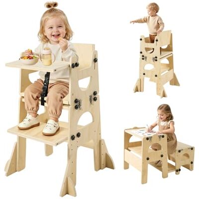 VEVOR Tour d'apprentissage en Bois Réglable pour Tout-Petits de 1 à 5 Ans Ensemble Table et Chaise de Sevrage Montessori avec Tableau Noir et Dossier, pour Plan de Travail Cuisine et Salle de Bains - Publicité VEVOR Tour d'apprentissage en Bois Réglable pour Tout-Petits de 1 à 5 Ans Ensemble Table et Chaise de Sevrage Montessori avec Tableau Noir et Dossier, pour Plan de Travail Cuisine et Salle de Bains - Publicité