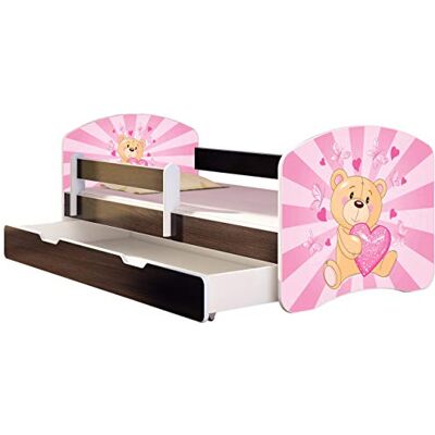 ACMA Lit Enfant Junior TIROIR Matelas sommier Gratuite WENGE Meubles pour Enfants II (10 Nounours cœur Rose, 140 x 70 cm + tiroir) - Publicité ACMA Lit Enfant Junior TIROIR Matelas sommier Gratuite WENGE Meubles pour Enfants II (10 Nounours cœur Rose, 140 x 70 cm + tiroir) - Publicité
