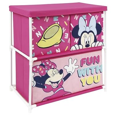 ARDITEX Étagère pour Enfants avec 3 bacs en Tissu Disney Minnie Mouse Structure en métal et bacs en Polyester 53x30x60 cm Rose - Publicité ARDITEX Étagère pour Enfants avec 3 bacs en Tissu Disney Minnie Mouse Structure en métal et bacs en Polyester 53x30x60 cm Rose - Publicité