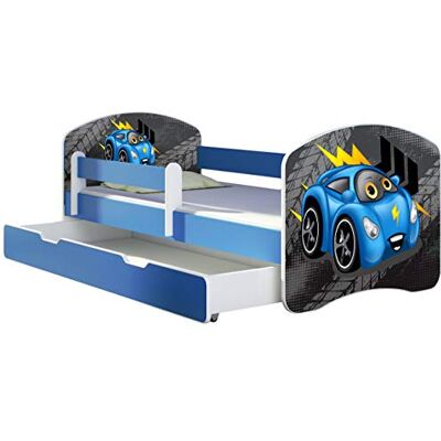 ACMA Lit Enfant Junior TIROIR Matelas sommier Gratuite Bleu Meubles pour Enfants II (04 Voiturette Bleue, 140 x 70 cm + tiroir) - Publicité ACMA Lit Enfant Junior TIROIR Matelas sommier Gratuite Bleu Meubles pour Enfants II (04 Voiturette Bleue, 140 x 70 cm + tiroir) - Publicité