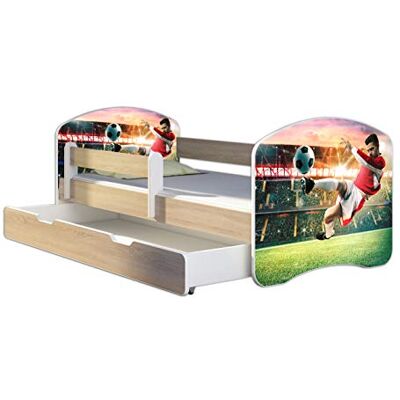 ACMA Lit Enfant Junior TIROIR Matelas Gratuite CHÊNE Sonoma II (37 Joueur de Foot 2, 140 x 70 cm + tiroir) - Publicité ACMA Lit Enfant Junior TIROIR Matelas Gratuite CHÊNE Sonoma II (37 Joueur de Foot 2, 140 x 70 cm + tiroir) - Publicité