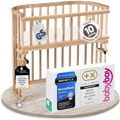 babybay Original lit cododo en Bois de hêtre Massif/Compact et modulable/Hauteur du lit réglable en continu/lit bébé évolutif (Vernis Naturel) / avec Matelas, Barres, Roues - Publicité babybay Original lit cododo en Bois de hêtre Massif/Compact et modulable/Hauteur du lit réglable en continu/lit bébé évolutif (Vernis Naturel) / avec Matelas, Barres, Roues - Publicité