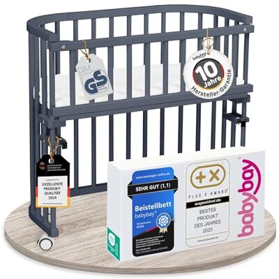 babybay Original lit cododo en Bois de hêtre Massif/Compact et modulable/Hauteur du lit réglable en continu/lit bébé évolutif (Peint en Gris Ardoise) / avec Matelas, Barres, Roues - Publicité babybay Original lit cododo en Bois de hêtre Massif/Compact et modulable/Hauteur du lit réglable en continu/lit bébé évolutif (Peint en Gris Ardoise) / avec Matelas, Barres, Roues - Publicité