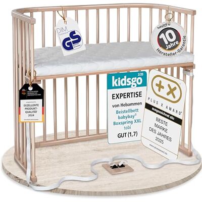 babybay Boxspring XXL lit cododo en Bois de hêtre Massif/Compact et modulable/Hauteur du lit réglable en continu/lit bébé évolutif (Vernis Naturel) / avec Matelas - Publicité babybay Boxspring XXL lit cododo en Bois de hêtre Massif/Compact et modulable/Hauteur du lit réglable en continu/lit bébé évolutif (Vernis Naturel) / avec Matelas - Publicité