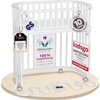 babybay Boxspring lit cododo en Bois de hêtre Massif/Compact et modulable/Hauteur du lit réglable en continu/lit bébé évolutif (Peint en Blanc) / avec Matelas, Barres, Roues - Publicité babybay Boxspring lit cododo en Bois de hêtre Massif/Compact et modulable/Hauteur du lit réglable en continu/lit bébé évolutif (Peint en Blanc) / avec Matelas, Barres, Roues - Publicité