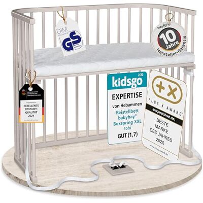 babybay Boxspring XXL lit cododo en Bois de hêtre Massif/Compact et modulable/Hauteur du lit réglable en continu/lit bébé évolutif (Peint en Beige) / avec Matelas - Publicité babybay Boxspring XXL lit cododo en Bois de hêtre Massif/Compact et modulable/Hauteur du lit réglable en continu/lit bébé évolutif (Peint en Beige) / avec Matelas - Publicité