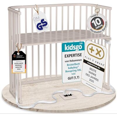babybay Boxspring XXL lit cododo en Bois de hêtre Massif/Compact et modulable/Hauteur du lit réglable en continu/lit bébé évolutif (Peint en Beige) / sans Matelas - Publicité babybay Boxspring XXL lit cododo en Bois de hêtre Massif/Compact et modulable/Hauteur du lit réglable en continu/lit bébé évolutif (Peint en Beige) / sans Matelas - Publicité