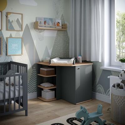 Vicco Commode à Langer Kristian, Anthracite/Artisan, 85x77.3cm avec 3 compartiments fermés, pour une utilisation comme table à langer et espace de rangement - Publicité Vicco Commode à Langer Kristian, Anthracite/Artisan, 85x77.3cm avec 3 compartiments fermés, pour une utilisation comme table à langer et espace de rangement - Publicité