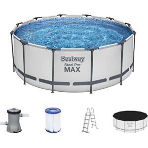 Bestway Steel Pro Max Frame Piscine Kit Complet avec Pompe à Filtre Ø 366 x 122 cm, Gris Clair, Ronde - Publicité