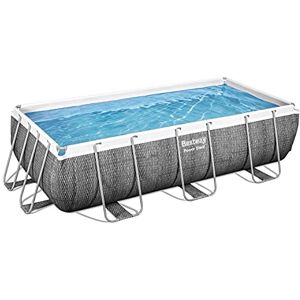 Bestway Power Steel Deluxe Frame Piscine rectangulaire avec Cadre en Acier Solide Livraison en kit Complet Aspect rotin 404 x 201 x 100 cm Marron - Publicité