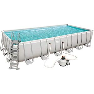 Bestway 732 x 366 x 132 cm Power Steel Piscine rectangulaire Cadre en Acier avec Filtre à Sable et Accessoires, 56475-GS19, Gris - Publicité