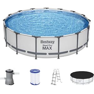 Bestway Steel Pro Max Piscine Hors-Sol Ronde avec Pompe de Filtration Ø 457 x 107 cm Gris - Publicité