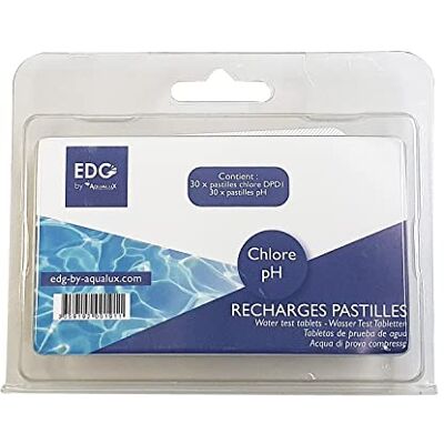 Aqualux Réactif Pastilles pour Trousse Analyse Eau Piscine pH (Phénol Rouge) / Chlore (DPD1) Boîte Recharge de 2 x 30 pastilles Qualité Pro EDG - Publicité Aqualux Réactif Pastilles pour Trousse Analyse Eau Piscine pH (Phénol Rouge) / Chlore (DPD1) Boîte Recharge de 2 x 30 pastilles Qualité Pro EDG - Publicité