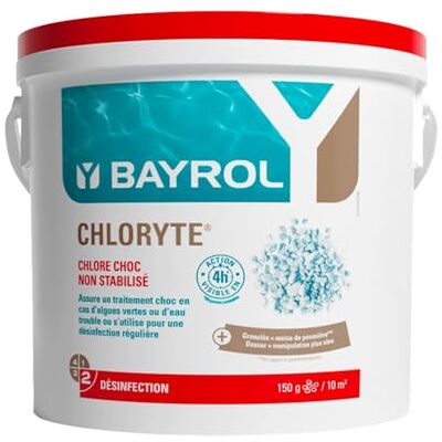 Bayrol Chloryte 5 kg Chlore Choc Piscine Non Stabilisé Hypochlorite Calcium Sans acide cyanurique, 150g / 10 m³ en choc, 50g / 10 m³ entretien, chlore sans stabilisant, production européenne - Publicité Bayrol Chloryte 5 kg Chlore Choc Piscine Non Stabilisé Hypochlorite Calcium Sans acide cyanurique, 150g / 10 m³ en choc, 50g / 10 m³ entretien, chlore sans stabilisant, production européenne - Publicité
