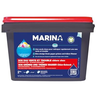 Marina - Rattrapage Eau Piscine Verte - Granules - Choc chloré - Produit piscine - Publicité Marina - Rattrapage Eau Piscine Verte - Granules - Choc chloré - Produit piscine - Publicité