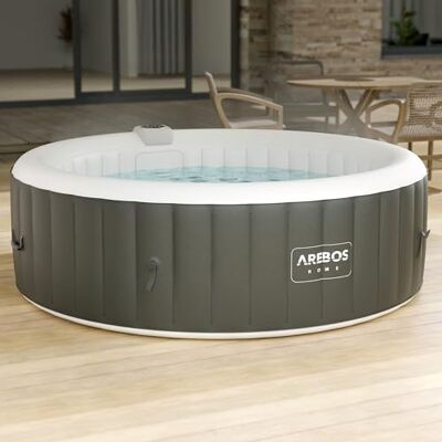 AREBOS Spa Gonflable pour l'intérieur et l'extérieur 6 Personnes ⌀ 208 cm Rond 130 Jets de Massage 1000 litres avec Chauffage Spa et Bien-être - Publicité AREBOS Spa Gonflable pour l'intérieur et l'extérieur 6 Personnes ⌀ 208 cm Rond 130 Jets de Massage 1000 litres avec Chauffage Spa et Bien-être - Publicité