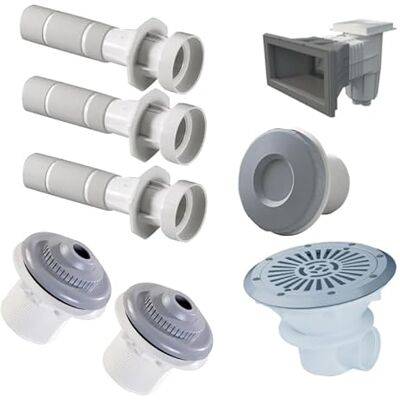 PISCINEO Kit pièces à sceller pour Piscine enterrée Liner 8m x 4m – Gris Clair - Publicité PISCINEO Kit pièces à sceller pour Piscine enterrée Liner 8m x 4m – Gris Clair - Publicité