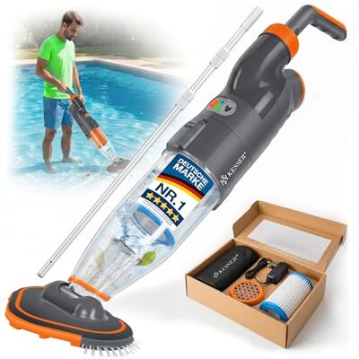 KESSER ® Aspirateur de Piscine avec Batterie + Couverture Aspirateur de Fond de Piscine électrique avec Manche télescopique 3,6m avec Filtre & système à 2 Vitesses sans Fil jusqu'à 15m³, Orange - Publicité KESSER ® Aspirateur de Piscine avec Batterie + Couverture Aspirateur de Fond de Piscine électrique avec Manche télescopique 3,6m avec Filtre & système à 2 Vitesses sans Fil jusqu'à 15m³, Orange - Publicité