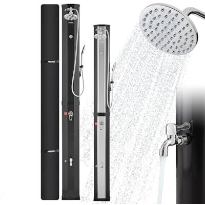AREBOS Douche Solaire 60 L avec douchette & thermomètre température de l'eau jusqu'à 60°C Douche de Piscine Camping pommeau de Douche Rond Housse de Protection Incluse Noir - Publicité AREBOS Douche Solaire 60 L avec douchette & thermomètre température de l'eau jusqu'à 60°C Douche de Piscine Camping pommeau de Douche Rond Housse de Protection Incluse Noir - Publicité