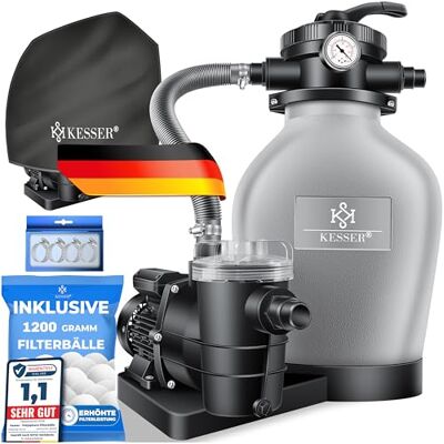 KESSER Filtre à sable avec pompe et balles filtrantes de 1200 g Filtre de piscine 600 W Filtre à sable pour piscine 13200 l/h Volume du réservoir jusqu'à 30 kg de sable Valve 7 voies avec - Publicité KESSER Filtre à sable avec pompe et balles filtrantes de 1200 g Filtre de piscine 600 W Filtre à sable pour piscine 13200 l/h Volume du réservoir jusqu'à 30 kg de sable Valve 7 voies avec - Publicité