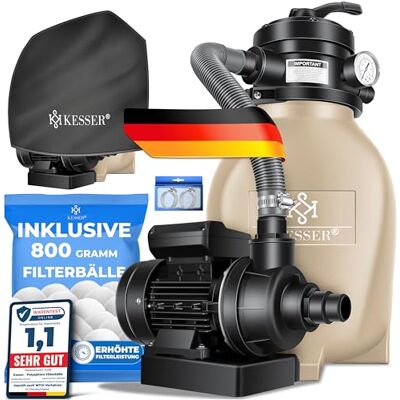 KESSER ® Filtre à sable + 800 g de balles filtrantes remplaçant 25 kg Filtre à sable de piscine 10 m³/h Système de filtration Chaudière filtrante pour piscine Valve 4 voies Contrôle facile Avec - Publicité KESSER ® Filtre à sable + 800 g de balles filtrantes remplaçant 25 kg Filtre à sable de piscine 10 m³/h Système de filtration Chaudière filtrante pour piscine Valve 4 voies Contrôle facile Avec - Publicité