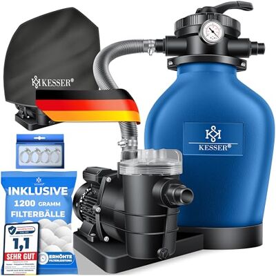 KESSER Filtre à sable avec pompe et balles filtrantes de 1200 g Filtre de piscine 600 W Filtre à sable pour piscine 13200 l/h Volume du réservoir jusqu'à 30 kg de sable Valve 7 voies avec - Publicité KESSER Filtre à sable avec pompe et balles filtrantes de 1200 g Filtre de piscine 600 W Filtre à sable pour piscine 13200 l/h Volume du réservoir jusqu'à 30 kg de sable Valve 7 voies avec - Publicité