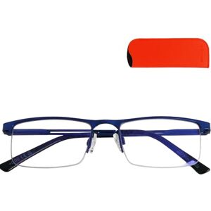 Mini Brille Lunettes de Lecture Anti-Lumière Bleue en Métal avec Demi Cadre Monture en Acier Inoxydable (Bleu), Verres Rectangulaires, Etui, Filtre Lumière Bleue Hommes et Femmes +2,0 Dioptrie - Publicité Mini Brille Lunettes de Lecture Anti-Lumière Bleue en Métal avec Demi Cadre Monture en Acier Inoxydable (Bleu), Verres Rectangulaires, Etui, Filtre Lumière Bleue Hommes et Femmes +2,0 Dioptrie - Publicité