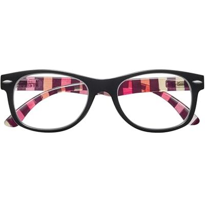 Zippo Lunettes de lecture de, faites avec un cadre de lignes douces, idéale pour les hommes et les femmes, dioptre +1,00, couleur noire, tiges à rayures multicolores - Publicité Zippo Lunettes de lecture de, faites avec un cadre de lignes douces, idéale pour les hommes et les femmes, dioptre +1,00, couleur noire, tiges à rayures multicolores - Publicité