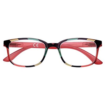 Zippo Lunettes de lecture de, faite avec un cadre de lignes douces, idéale pour les hommes et les femmes, dioptre +1,50, couleur rouge multicolore - Publicité Zippo Lunettes de lecture de, faite avec un cadre de lignes douces, idéale pour les hommes et les femmes, dioptre +1,50, couleur rouge multicolore - Publicité