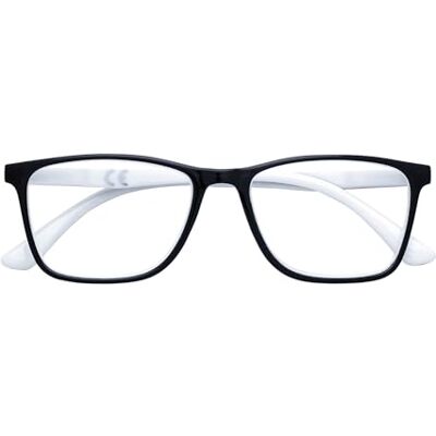 Zippo Lunettes de lecture de, faite avec un cadre de lignes douces, idéale pour les hommes et les femmes, dioptre +1,00, couleur noire, tiges blanches - Publicité Zippo Lunettes de lecture de, faite avec un cadre de lignes douces, idéale pour les hommes et les femmes, dioptre +1,00, couleur noire, tiges blanches - Publicité