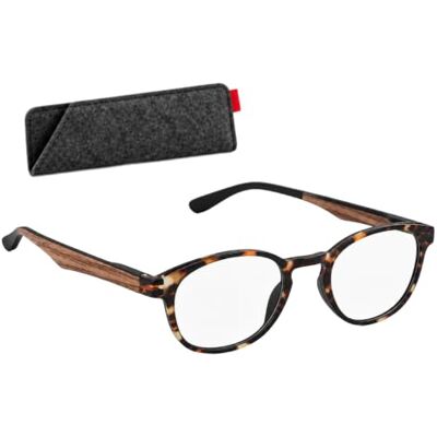 SILAC 7302 Lunettes de lecture pour homme et femme +1,00 à +3,50 Polycarbonate ovale brun écaille – Branches flex imitation bois – Grands verres – Étui inclus - Publicité SILAC 7302 Lunettes de lecture pour homme et femme +1,00 à +3,50 Polycarbonate ovale brun écaille – Branches flex imitation bois – Grands verres – Étui inclus - Publicité