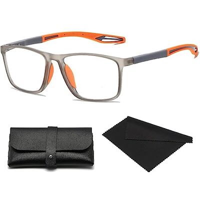 HEDUSA Lunettes de sport ultra-légères anti-lumière bleue pour hommes, presbytes, lunettes de lecture pour le cyclisme, lunettes de lecture à double focale (3 x, orange) - Publicité HEDUSA Lunettes de sport ultra-légères anti-lumière bleue pour hommes, presbytes, lunettes de lecture pour le cyclisme, lunettes de lecture à double focale (3 x, orange) - Publicité