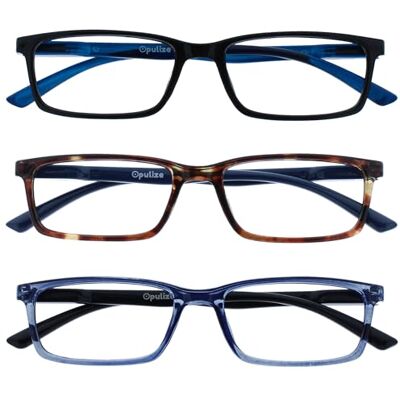 OPULIZE See Lunettes de Lecture Anti-Lumière Bleue Pack de 3 Montures Étroites Charnières à Ressort Améliore le Sommeil Jeux Ordinateur Noir Marron Bleu Hommes Femmes BBB9-123 +2.00 - Publicité OPULIZE See Lunettes de Lecture Anti-Lumière Bleue Pack de 3 Montures Étroites Charnières à Ressort Améliore le Sommeil Jeux Ordinateur Noir Marron Bleu Hommes Femmes BBB9-123 +2.00 - Publicité
