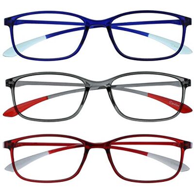 Lunettes de lecture Opulize - Bleu cristal, gris, rouge - +1.00 - Publicité Lunettes de lecture Opulize - Bleu cristal, gris, rouge - +1.00 - Publicité
