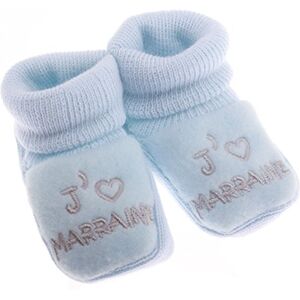 Fruit de ma passion Chaussons bébé brodés J'aime Marraine + coeur FDMP, 0/3mois couleur au choix (Bleu/gris) - Publicité