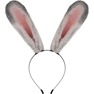 Cerceau à cheveux en forme d'oreille de lapin Halloween Lolita Animal Ear Hair Hoop réglable simulation peluche oreilles de lapin (gris) - Publicité